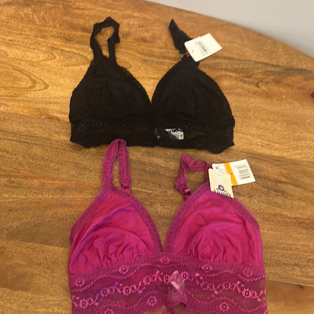 NWT 2 Btemptd bralettes in pink and black sz S